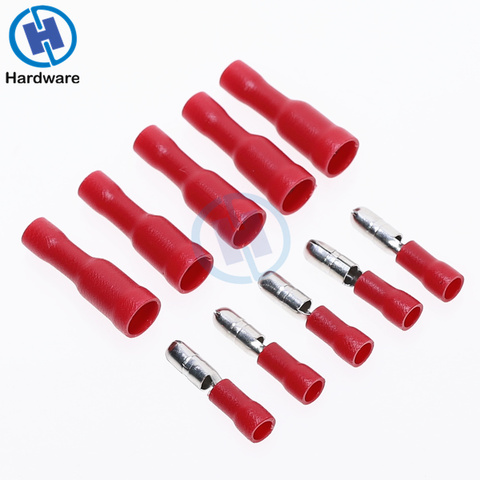 100pcs Red Assorted Female Male Bullet Butt Connector Insulated Crimp Wire Terminals for 22~16 AWG ► Photo 1/6