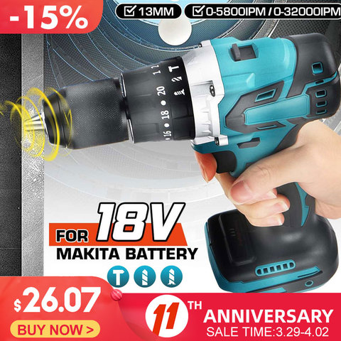 3 in 1 13mm 2 Speed Brushless Electric Drill Hammer Cordless Screwdriver 20+3 Torque Impact Drill Tools for Makita 18V Battery ► Photo 1/6