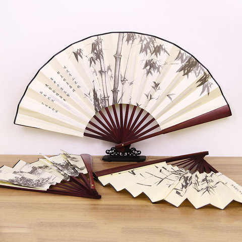 1Pc Retro Folding Silk Fan Chinese Style Decorative Men Pocket Bamboo Handle Hand Fan ► Photo 1/6