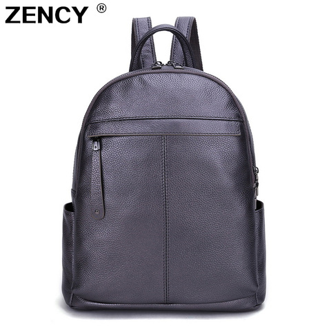 ZENCY 100% Genuine Cow Leather Women Backpack First Layer Cowhide Ladies Wife Gifts White Backpacks Travel School Shopping Bag ► Photo 1/6