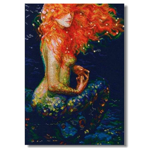 Gold Collection Lovely Counted Cross Stitch Kit Red Hair Mermaid and Blue Sea ► Photo 1/4