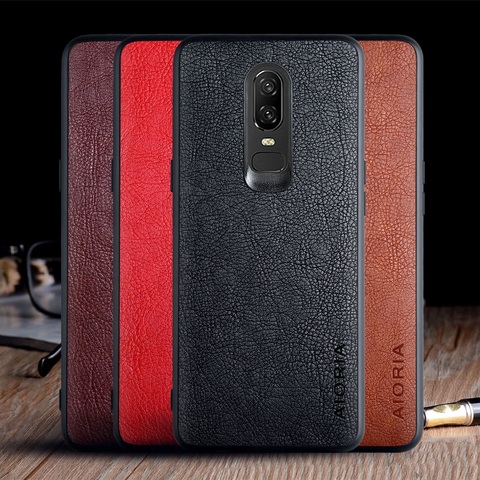 Case for Oneplus 6 funda luxury Vintage Leather skin coque with TPU PC  hard cover for oneplus 6 case capa ► Photo 1/6