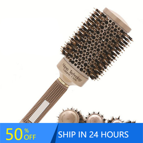 4 Sizes Professional Salon Styling Tools Round Hair Comb Hairdressing Curling Hair Brushes Comb Ceramic Iron Barrel Comb 20#826 ► Photo 1/6