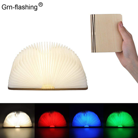 LED Folding Book Light 5 color USB Rechargeable batteries Wooden Creative night light Home Desk Decoration Lamp kids gift ► Photo 1/6
