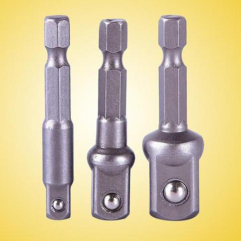 3 Pcs The New durable Socket Adapter Set Hex Shank to 1/4 3/8 1/2 Inch Impact Driver Drill Bits ► Photo 1/4