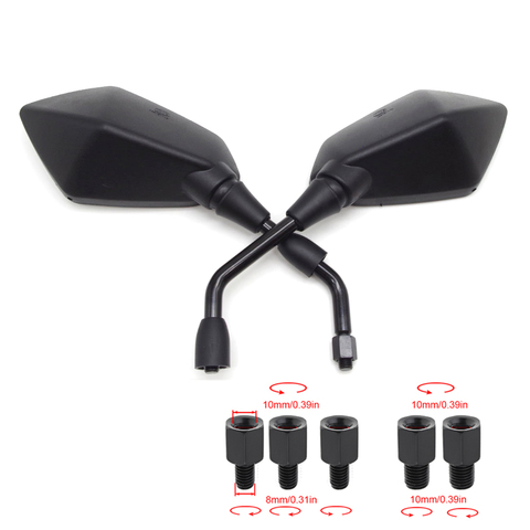 Universal 10mm Motorcycle Rearview Mirrors Black Scooter Moto Side Mirrors FOR klx 250 fz 25 cf moto x8 jawa 50 vespa 125 nmax ► Photo 1/6