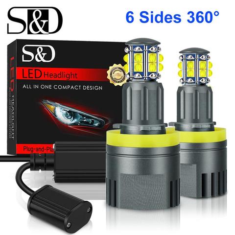 2Pcs 6 Sides H8 LED Headlight Bulbs Angel Eyes Auto Lights Car Lamp Canbus for BMW X5 E70 X6 E71 E90 E91 E92 E82 E84 E87 E60 E61 ► Photo 1/6