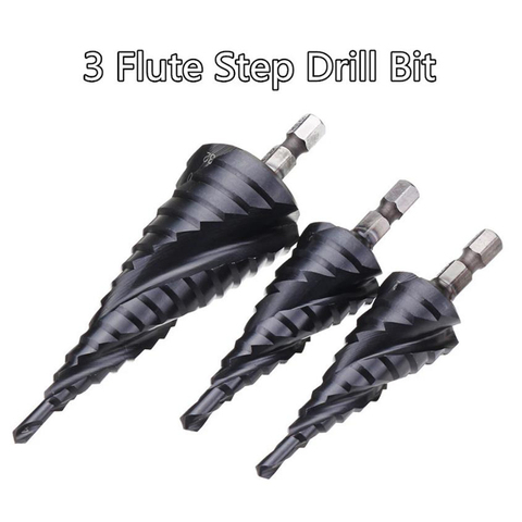 Upgrade 3 Flute Step Drill Bit TiAlN HRC89 Coated HSS-Co M35 Cobalt 1/4