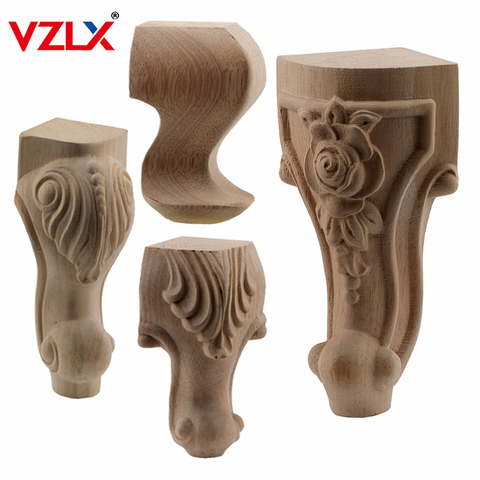 VZLX European Style Solid Wood Carved Furniture Foot Legs TV Cabinet Seat Feets Vintage Home Decor Decoration Accessories ► Photo 1/6