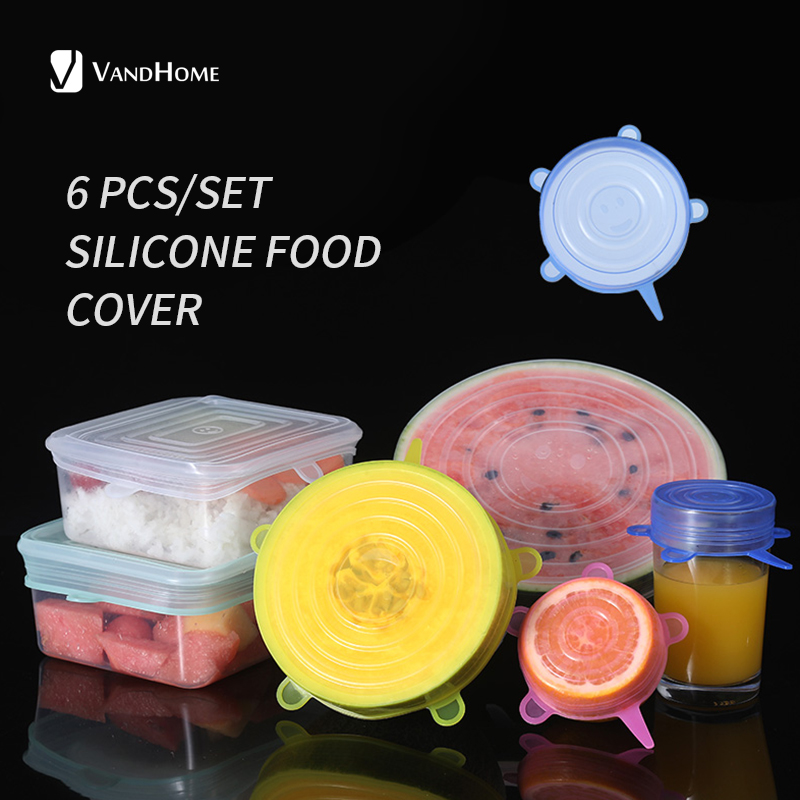WORTHBUY 6 Pcs/Set Food Silicone Cover Cap Universal Silicone Lids For Cookware 