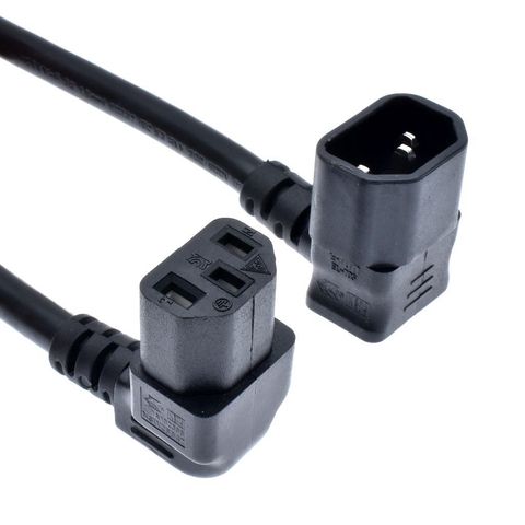 IEC 320 C14 Male to C13 Female Cord, C13 to C14 Dual Down Angle Right Angle Power Cable About 60CM 1PCS ► Photo 1/6