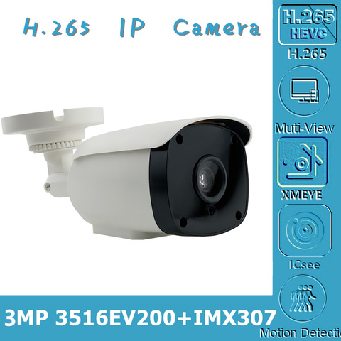 3MP IP Bullet Camera Sony IMX307+3516EV200 Low illumination H.265 6 LEDs IRC Infrared ONVIF CMS XMEYE Radiator Motion Detection ► Photo 1/6