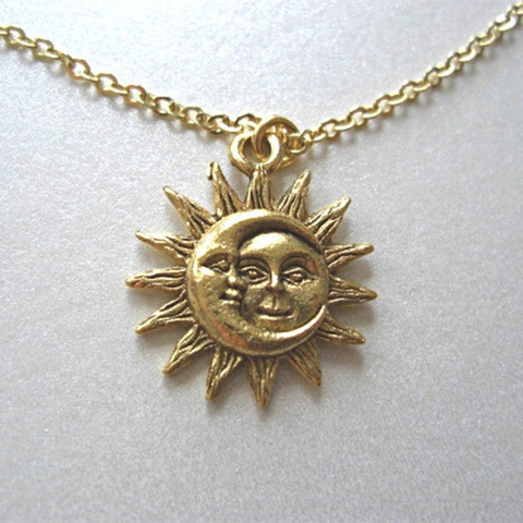 Dainty Gold Silver Color Sun and Moon Necklace Charm Pendant Necklaces for Women Famale Wedding Jewelry Gift for her ► Photo 1/6