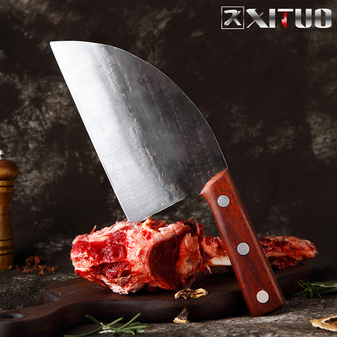XITUO Superior Professional Handmade Forged Carbon Steel Chef Kitchen Slicing Chopping Kitchen Knife Traditional Cooking Tools ► Photo 1/6