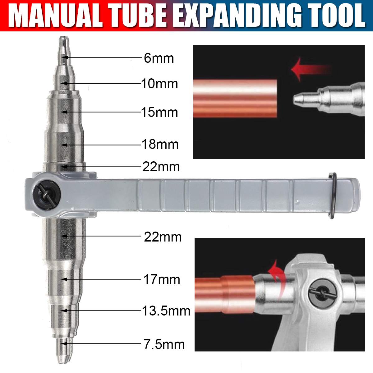 Manual Copper Pipe Tube Expander Hand Expanding Tool Air Conditioner Swaging 