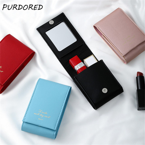 Mini Lipstick Pouch With Mirror, Portable Pu Lipstick Pouch