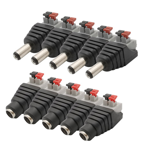 5.5x2.1mm DC Male Female Wire Connector 2.1*5.5mm No Screws DC Power Plug Jack Adapter for 3528/5050 LED Strip CCTV Camera ► Photo 1/5
