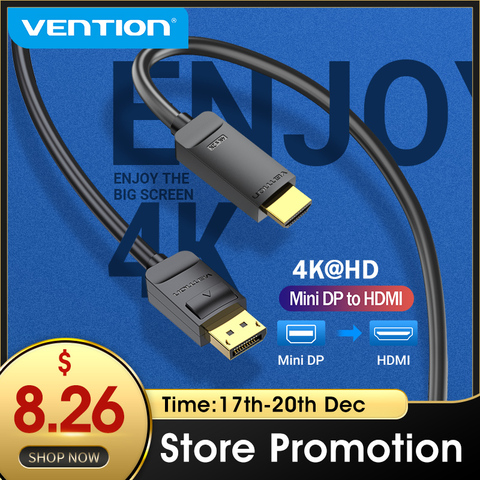 Vention DisplayPort to HDMI Cable 1080P@60Hz DP to HDMI Cable 4K Display Port HDMI for PC Laptop HDTV Projector DP to HDMI Cable ► Photo 1/6