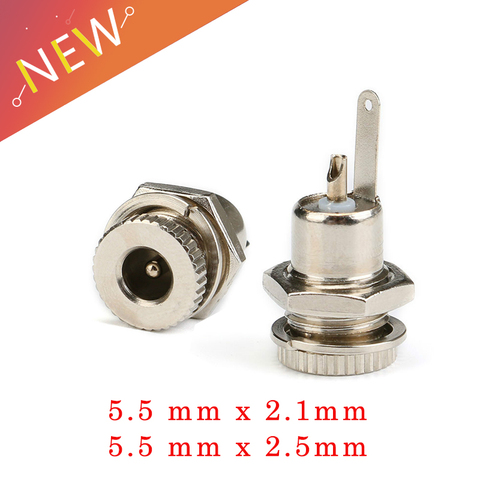 5pce/LOT DC099 5.5 mm x 2.1mm DC Power Jack Socket Female Panel Mount Connector Metal DC-099 Open Hole 11MM 5.5*2.1 5.5*2.5 ► Photo 1/6