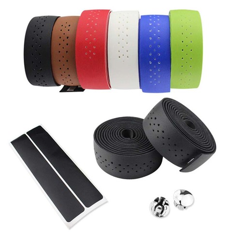 Bicycle Handlebar Tape MTB Road Bike PU Leather Perforated Belt Breathable Bike Handle Bar Wrap Straps Fixed Gear Belt ► Photo 1/6