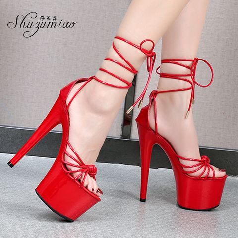 Shuzumiao Ladies Shoes Sandals Women New Arrival 2022 Summer Platform Waterproof Woman Shoes High Heels 17cm Sexy Stripper Heels ► Photo 1/6