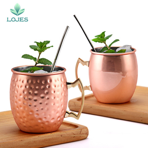 550ml 1/4 Pcs 18 Ounces Hammered Copper Plated Moscow Mule Mug Beer Cup Coffee Cup Mug Copper Plated canecas mugs travel mug ► Photo 1/6
