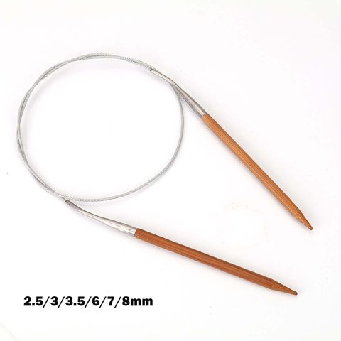 Natural Bamboo 2.5mm-8mm Stainless Steel Circular Sewing Crochet Set Knitting Needles Tube Crafts Needlework Tool 80cm long,1 PC ► Photo 1/6