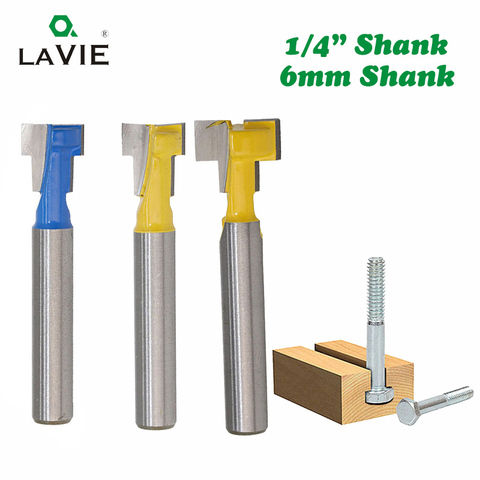 LAVIE 1pc 1/4 Inch 6.35mm T Slot Router Bit Hex Bolt Key Hole Keyhole Woodworking Milling Cutter End Mill MC01025 ► Photo 1/4