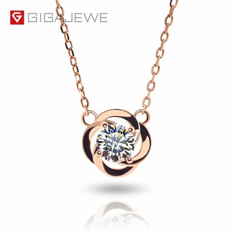 GIGAJEWE 0.5ct 5mm EF Round 18K Rose Gold Plated 925 Silver Moissanite Necklace Diamond Test Passed Jewelry Woman Girl Gift ► Photo 1/6