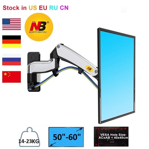 NB North Bayou F500 Full Motion Monitor Arm Wall Mount TV Stand Bracket with Adjustable Gas Spring for 50