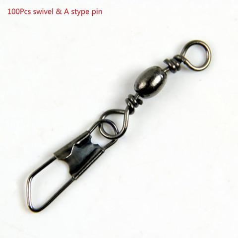 100Pcs/pack Carbon steel plate Brass Barrel Swivel Solid Rings Fishing Pin Connector With Interlock Snap Fishhooks Pesca #ED ► Photo 1/6