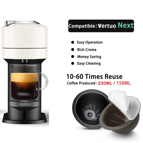 10 TO 60 Times Using Food Grade PP Coffee Capsule For Vertuo Next ENV150 Vertuoline Plus Refillable Pods ► Photo 1/4