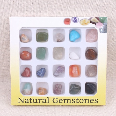 20pcs/Set Natural Stones Box Fossiles Raw Minerals Crystals Agates Specimen For Education Home Decors ► Photo 1/6