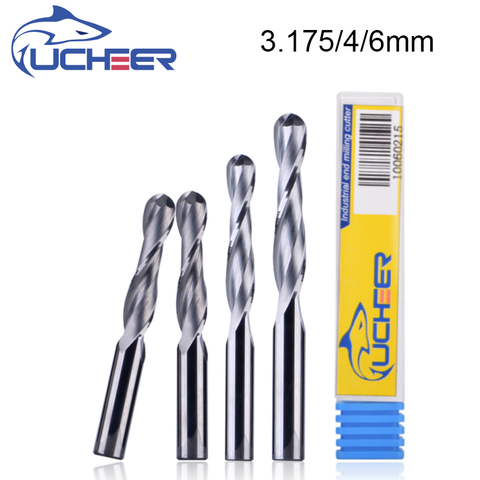 UCHEER 1pcs 3.175/4/6mm 2 Flute Spiral ball nose end mill CNC router bits for wood tungsten carbide milling route tool ► Photo 1/5