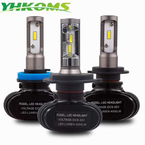 YHKOMS Fanless CSP No Fan S1 H1 H4 H7 LED  luces led para auto H8 H9 H11 9005 HB3 9006 HB4  led headlight 50W 8000LM 6500K 12V ► Photo 1/6