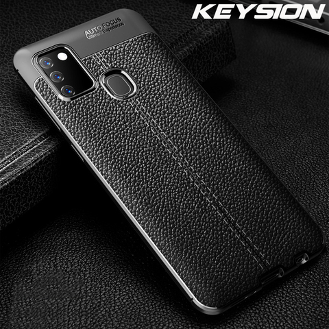 KEYSION Shockproof Case for Samsung Galaxy A21S luxury Leather Soft Silicone Phone Back Cover for Samsung M31 M21 M30S ► Photo 1/6