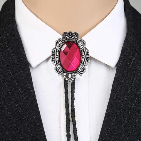 Black pink white red blue Rhinstone Crown  bolo tie for man handmakde  Indian cowboy western cowgirl  zinc alloy necktie ► Photo 1/6