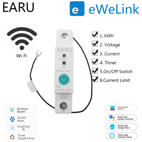 1P Din Rail WIFI Smart Energy Meter Power Consumption kWh Meter Circuit Breaker Time Timer Switch Relay Voltmeter for Smart Home ► Photo 1/6