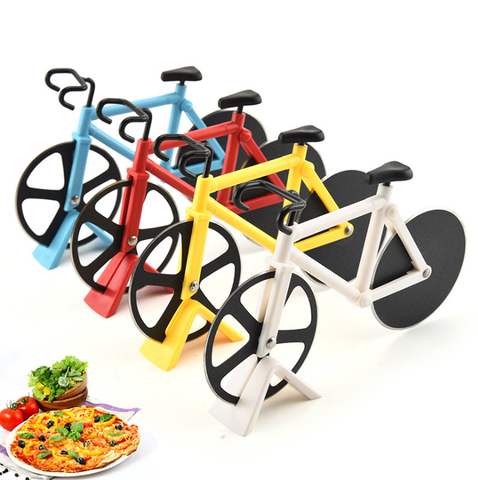 New Design Stainless Steel Pizza Knife Two-wheel Bicycle Shape Pizza Cutting Knife Pizza Tool Bike Round Pizza Cutter Knives ► Photo 1/5
