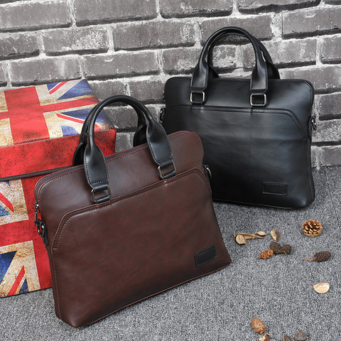 Business office Briefcase Men Brand Leather Tote Computer Laptop bag male Vintage Handbag Leisure Large Shoulder Bags Brown 2022 ► Photo 1/6