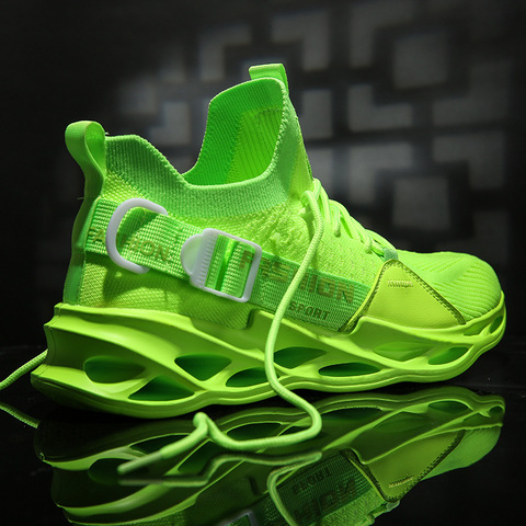 Men Casual Running Shoes Comfortable Mesh Blade Sneakers Neon Green Non-slip Hard-wearing Shoes Outdoor Sport Athletic Shoes ► Photo 1/6
