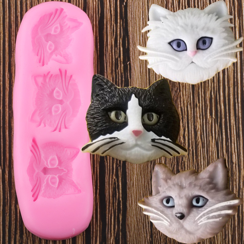 Cute Cat Face Silicone Molds Polymer Clay Candy Chocolate Gumpaste