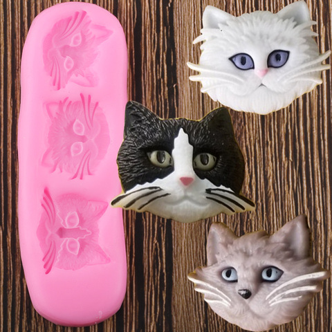 Cute Cat Face Silicone Molds Polymer Clay Candy Chocolate Gumpaste Mold DIY Party Cupcake Topper Fondant Cake Decorating Tools ► Photo 1/6