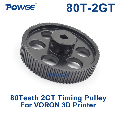 POWGE VORON DESIGN 80 Teeth 2MGT 2GT Timing Pulley Bore 5mm for GT2 2M Open Synchronous belt width 9/10mm 80Teeth 80T 3D printer ► Photo 1/6