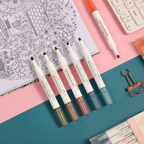 6pcs/set Cute Morandi Highlighter Pen High Quality Creativity Fluorescent Pen Journal Pens Marker Pen Art Supplies ► Photo 1/6