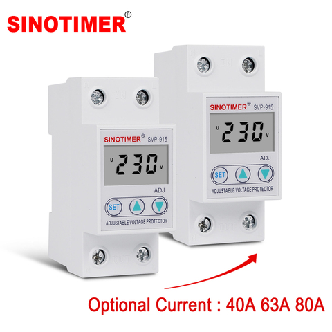 40A 63A 80A Single Phase DIN Rail LCD Digital Adjustable Voltage Protector Auto Reconnect Surge Protection Device Voltage Relay ► Photo 1/6