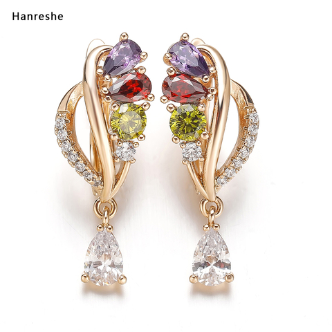 Hanreshe Earrings Women Punk Jewelry Wedding Gift Rose Gold Green Red Natural Zircon Stud Earrings Cute Crystal Small Earrings ► Photo 1/5