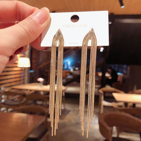 Korean Fashion Long Hanging Earrings For Women Asymmetric Tassel Retro Ethnic Drop Earring Rhinestone Hip Hop Street Jewelry ► Photo 1/6