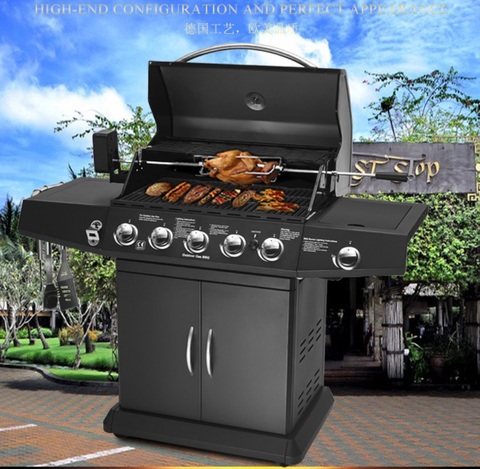 High quality gas and charcoal BBQ grill, gas stove,outdoor black gas BBQ grill,five burners+side burner,gas or charocal bbq gril ► Photo 1/6