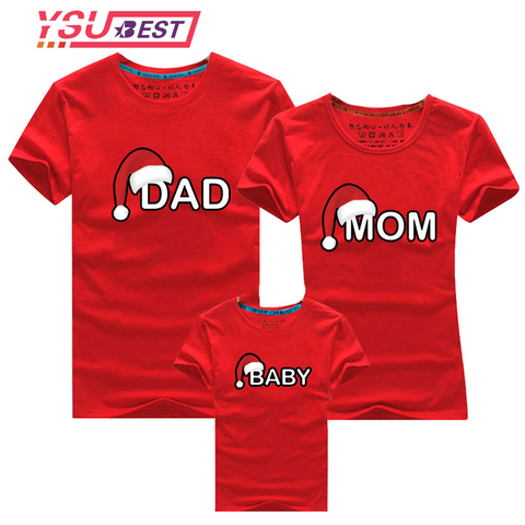 Dad Mom Baby Christmas T-Shirt Clothing for Family Matching Outfits Clothes Mother Daughter Father Son Look Mommy and Me Shirt ► Photo 1/6